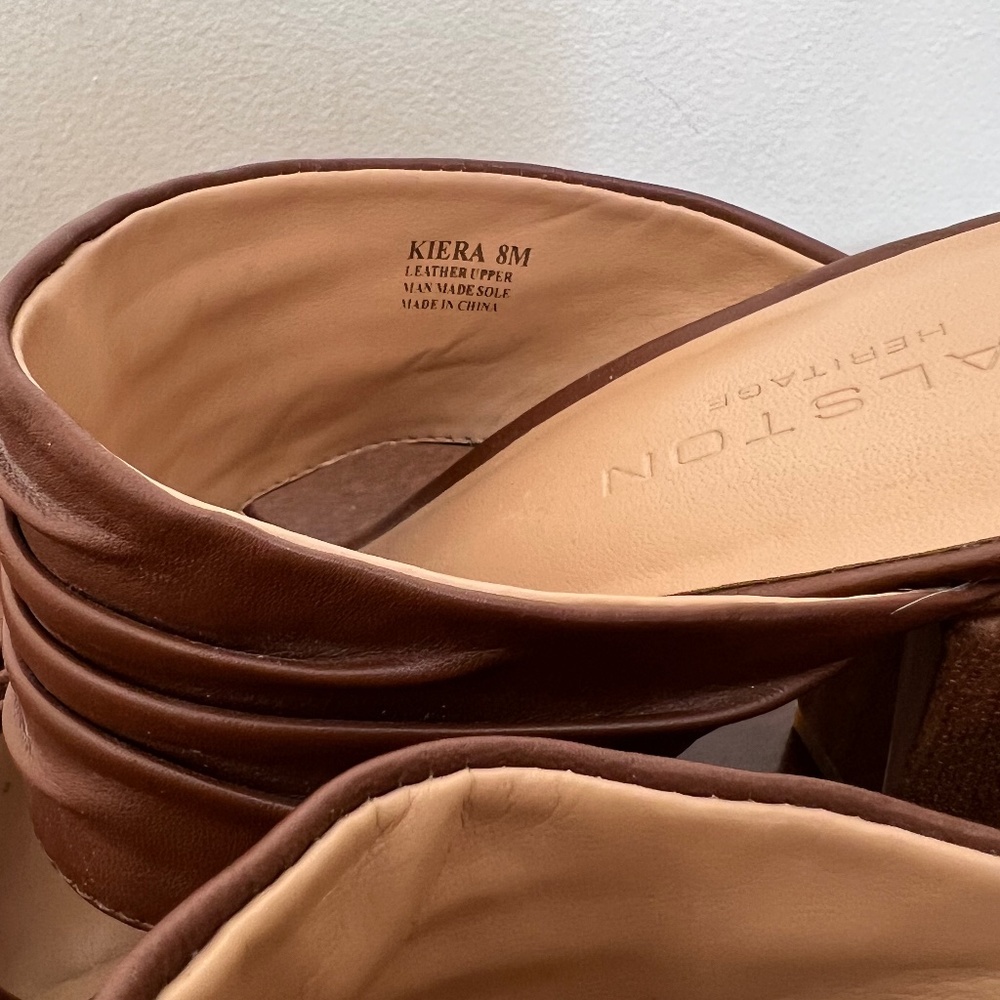 Halston Heritage Kiera brown leather pleated sandals size 8 - Picture 15 of 15